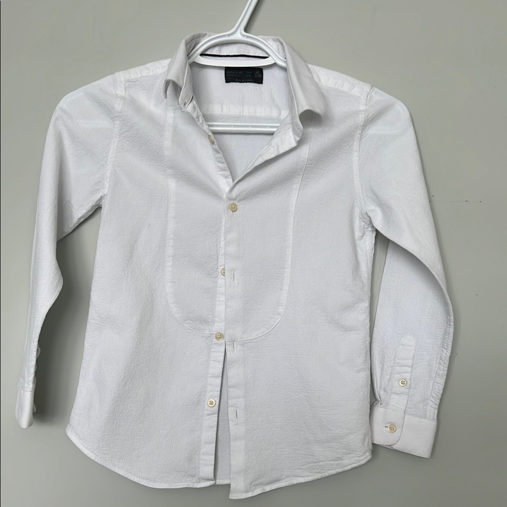 ZARA BOYS FORMAL SLIM FIT  WHITE TEXTURE SHIRT